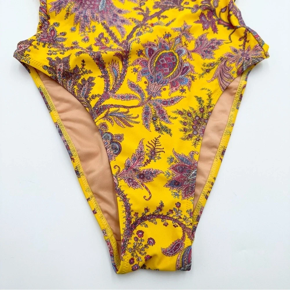 J. Crew Squareneck one-piece in Ratti golden paisley